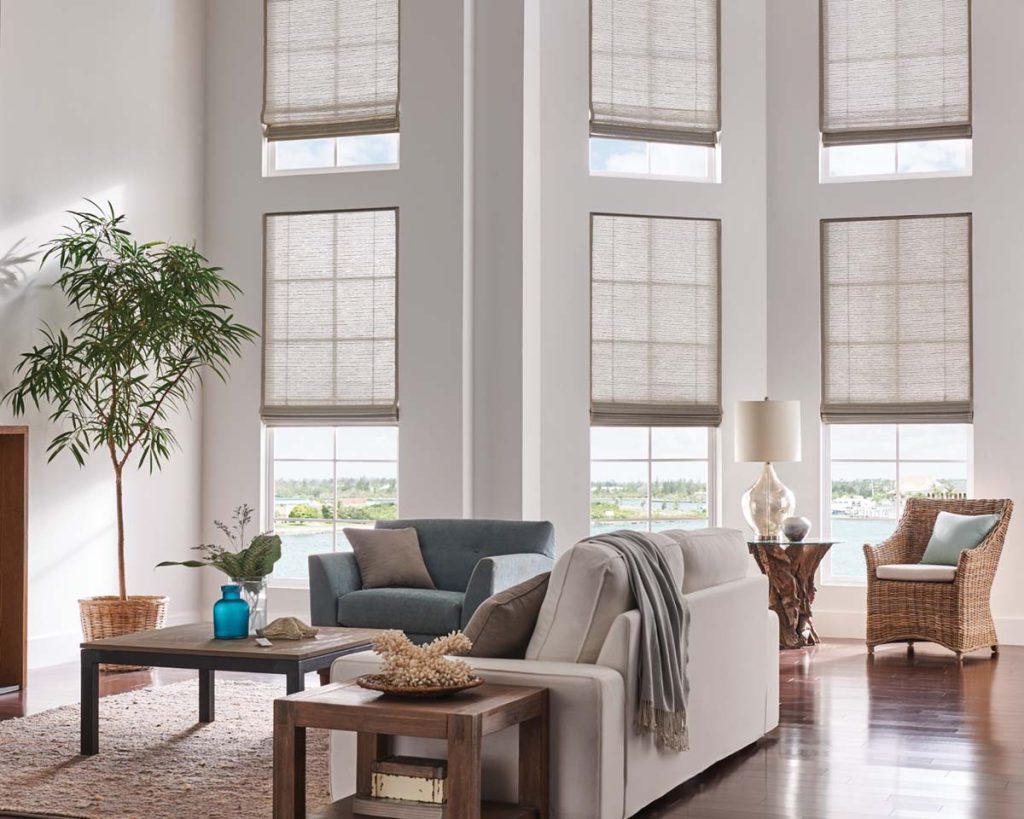 Natural Woven shades in a light livingroom - a Modern Window